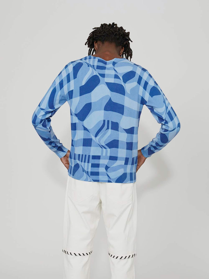 Lou Dalton Distorted Check Crew Neck Sweater - Archive Clothing